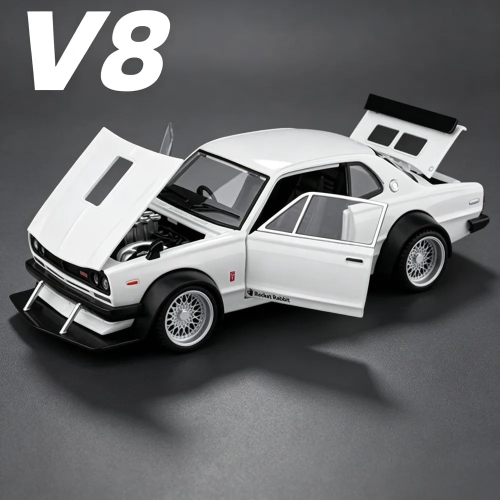 1:22 V8 GTR Sports Car Model Toy Front Wheel Steering Shock Absorption Supercar Metal Diecast Toys Models for Boys Gifts