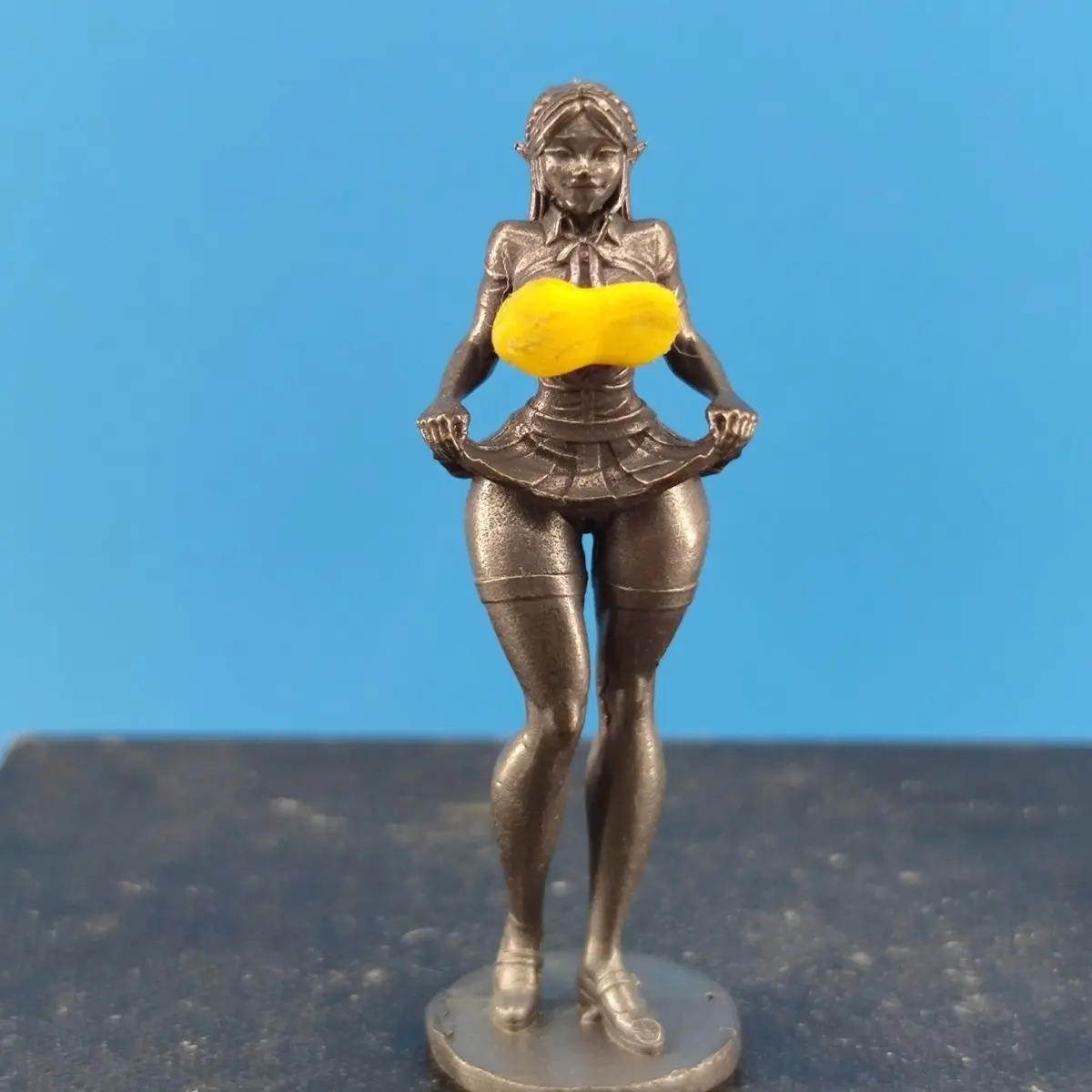 Vintage Brass Lady Figure - Animation Style Desktop Decor Collectible Toy Model Ornament Steampunk Desk Witch Decor