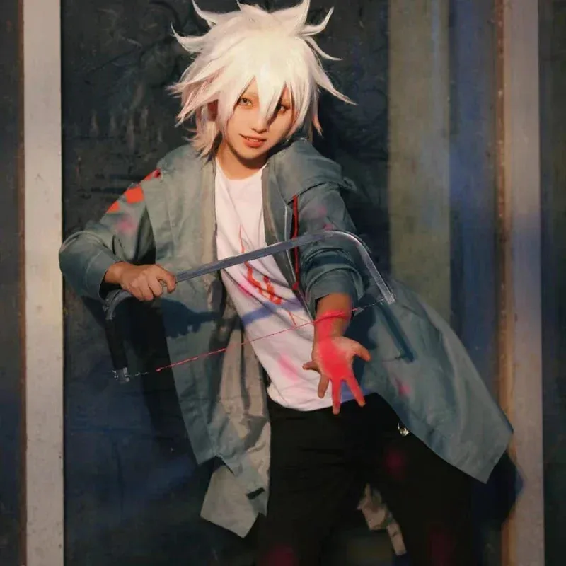 Anime Danganronpa 2 Nagito Komaeda Strój Cosplay Peruka Zestaw Boże Narodzenie Halloween Karnawał Przebranie Nagito Komaeda Mundurek