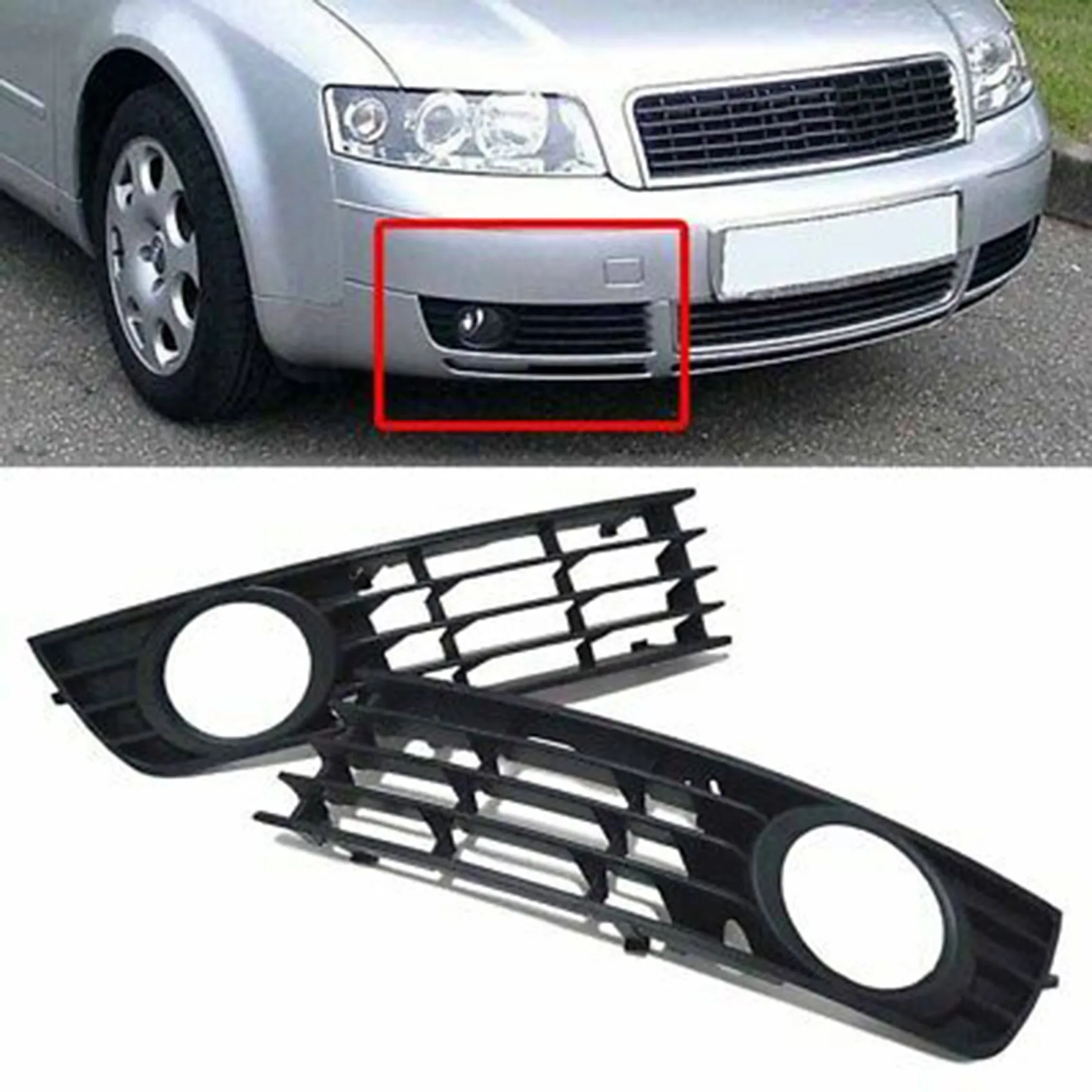 مصباح ضباب أمامي لشبك المصباح الأيسر والأيمن ، شبكة مصابيح السيارة لـ A4 B6 سيدان أفانت كواترو-أودي ، 2