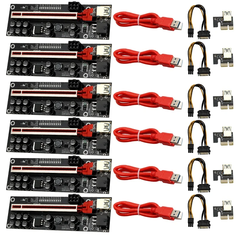 

VER011 PRO Riser Card PCI-E 1X To 16X USB3.0 6PIN Graphics Extension Cable With 10 Solid Capacitors B250 B75 BTC