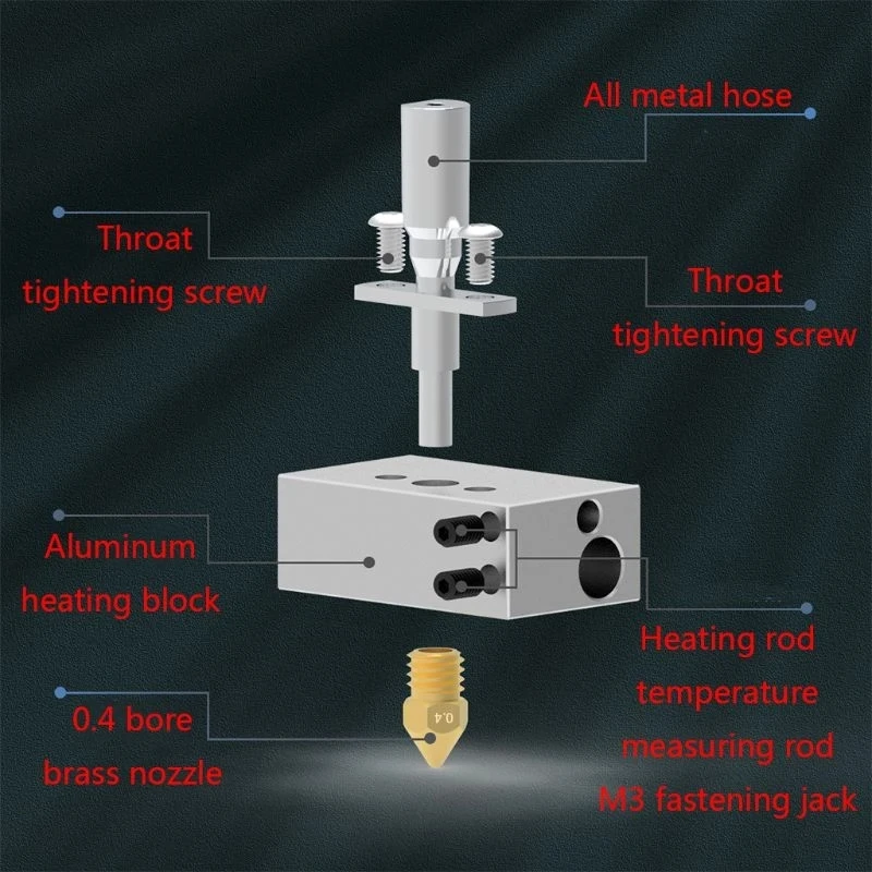 Kits de extrusora Hotend V2, boquilla de 0,4 MM para Zortrax M200, bloque calentador de impresora 3D, piezas de impresora 3D, extrusoras de cabeza, 1 Juego