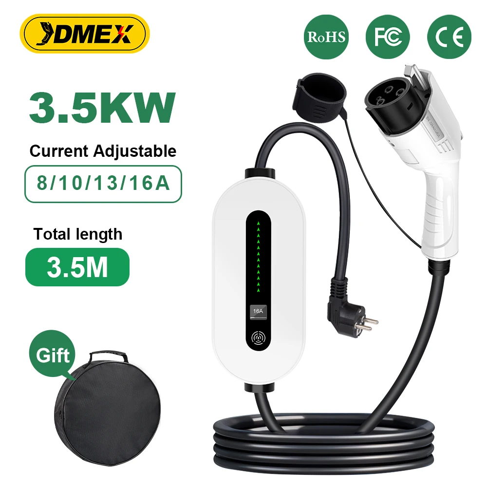 

JDMEX Type1 EV Charger Portable With APP Control 16A 3.5KW SAE J1772 Portable Charging Box Set Charging&DelayTime for EV Cars