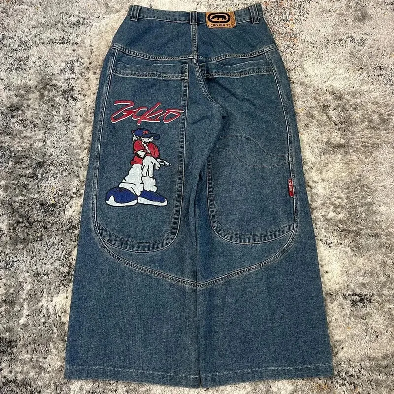 Raro Vintage Y2K ECKO Plex DJ gigantesco bolsillo pierna ancha pantalones vaqueros holgados calle casual pantalones de alta calidad para hombres y mujeres