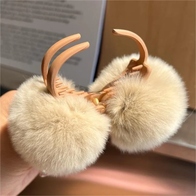 1Pcs Cute Sweet Plush Double Sided Women's Autumn and Winter Plush  Ball Clip Barrettes Hair Accessories