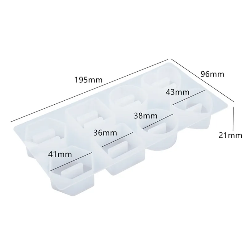 DIY Ring Holder Crystal Epoxy Resin Mold Round Hexagonal Love Ring Support Mirror Silicone Mold