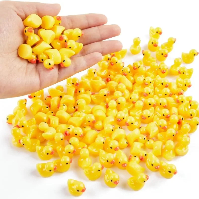 20pcs/pack Tiny Duck Miniature Figures Bulk Little Duck Charms Mini Resin Ducks for Party DIY Micro Landscape Decorations