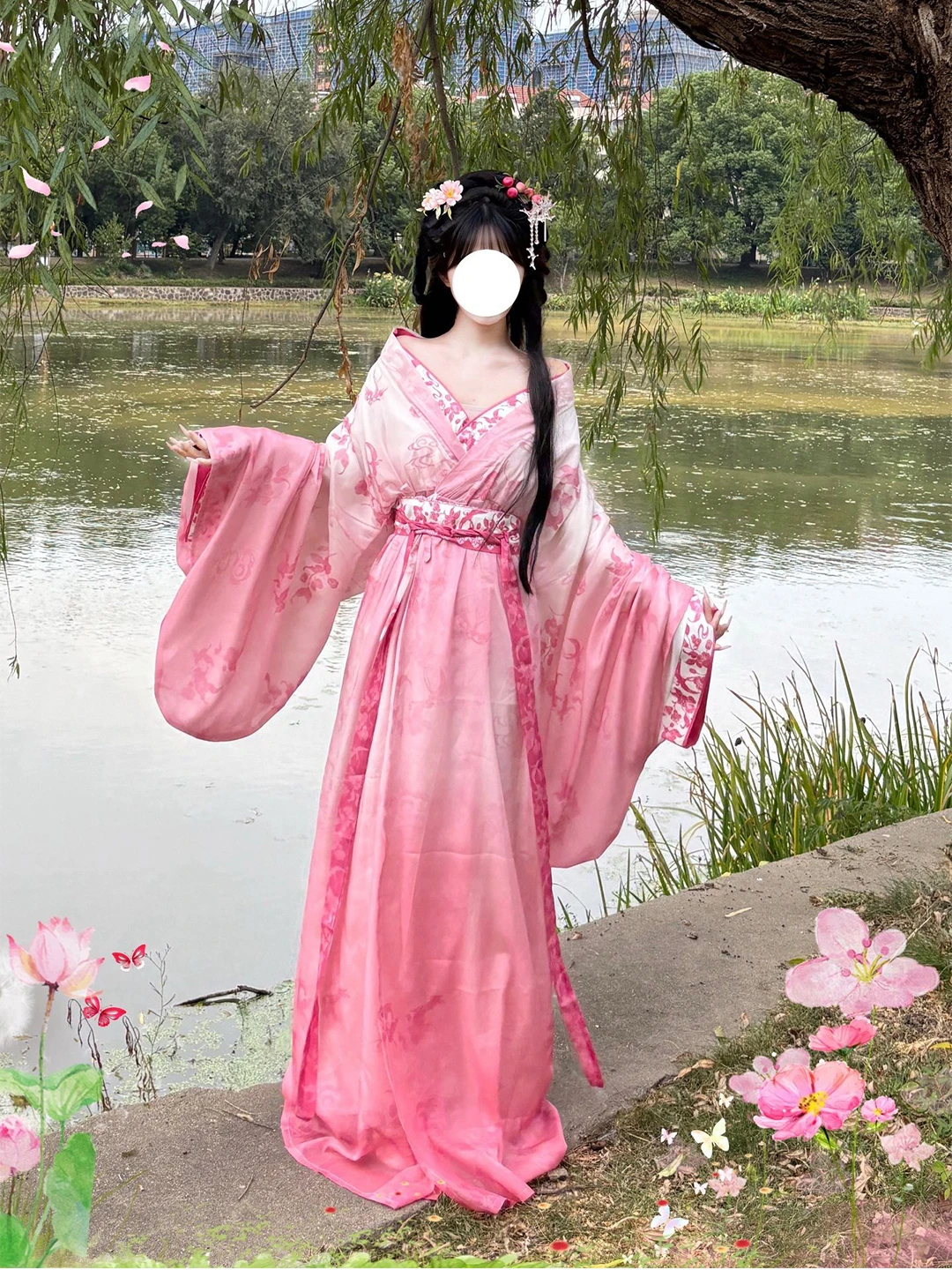 Elegant Pink Hanfu Women's Cosplay Warring States Robe Set with Train Ultra Fairy Tale Atmosphere Autumn Winter Traditional C...