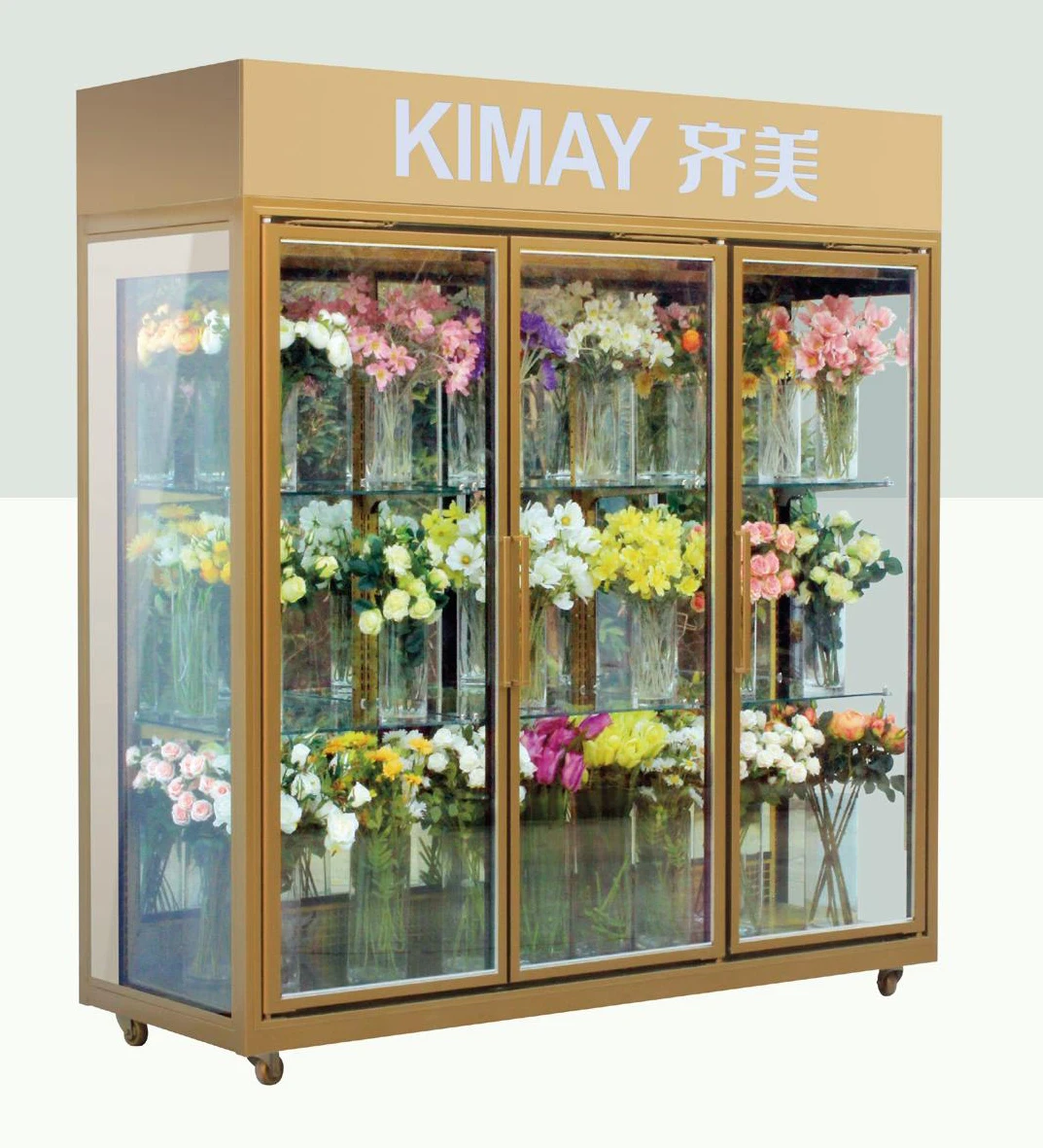 For Commercial Large-Capacity Flower Cabinet Freezer Air-Cooled Frost-Free Glass Door Adjustable Shelf Fresh-Keeping Feature