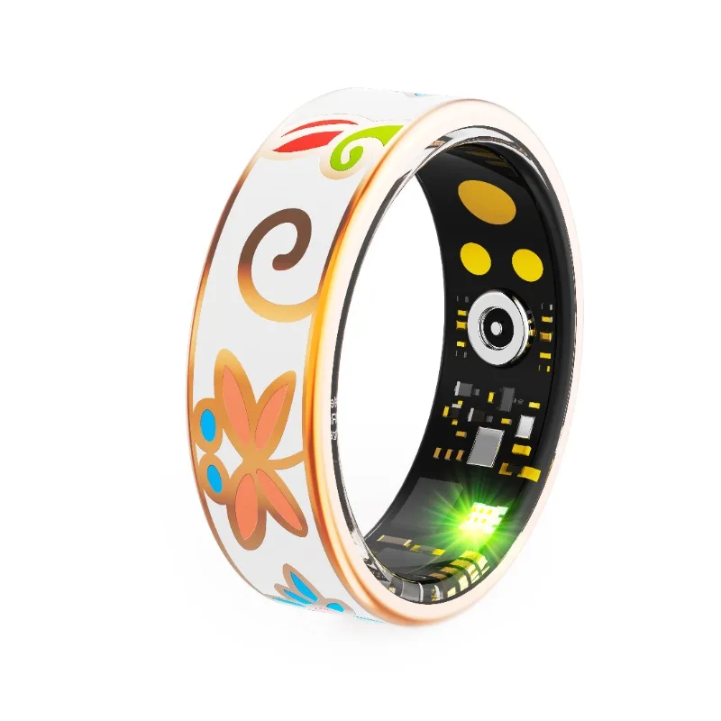 

IP68 Waterproof Stainless Steel Smart Ring Fitness Tracker Heart Rate Sleep Monitoring Ceramic Case App Controls