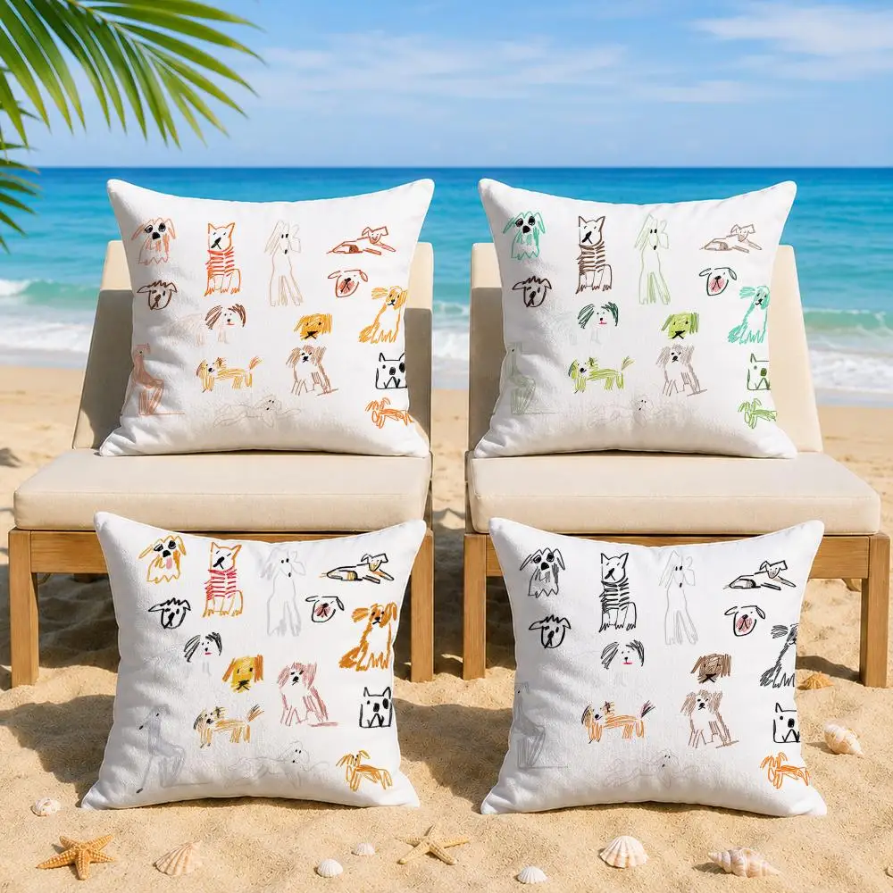 Interesting Dog Cushion Cover Short Plush Soft Double-Sided Printing Pillow Case Cozy Sofa Bedroom Home Decor Gift