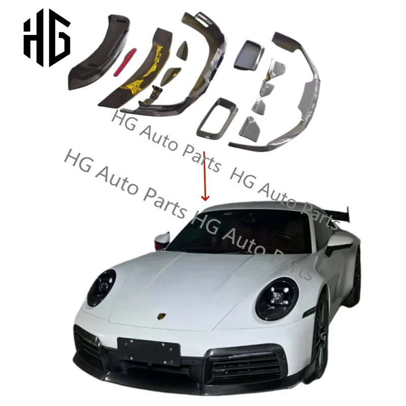 Wholesale Real Carbon Fiber Front Lip Rear Diffuser Spoiler Wing Body Kit For Porsche 911 992 BB Style Carbon Kits