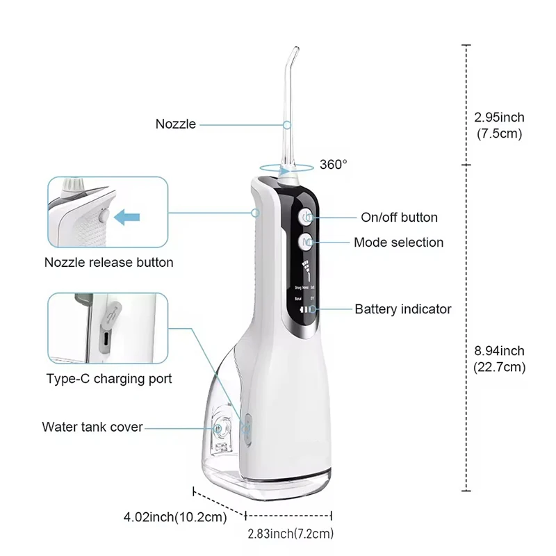 Oral Irrigator Dental Water Flosser For Teeth Portable Mouth Washing Machine Rechargeable Dental Water Jet For Dental Cleaning