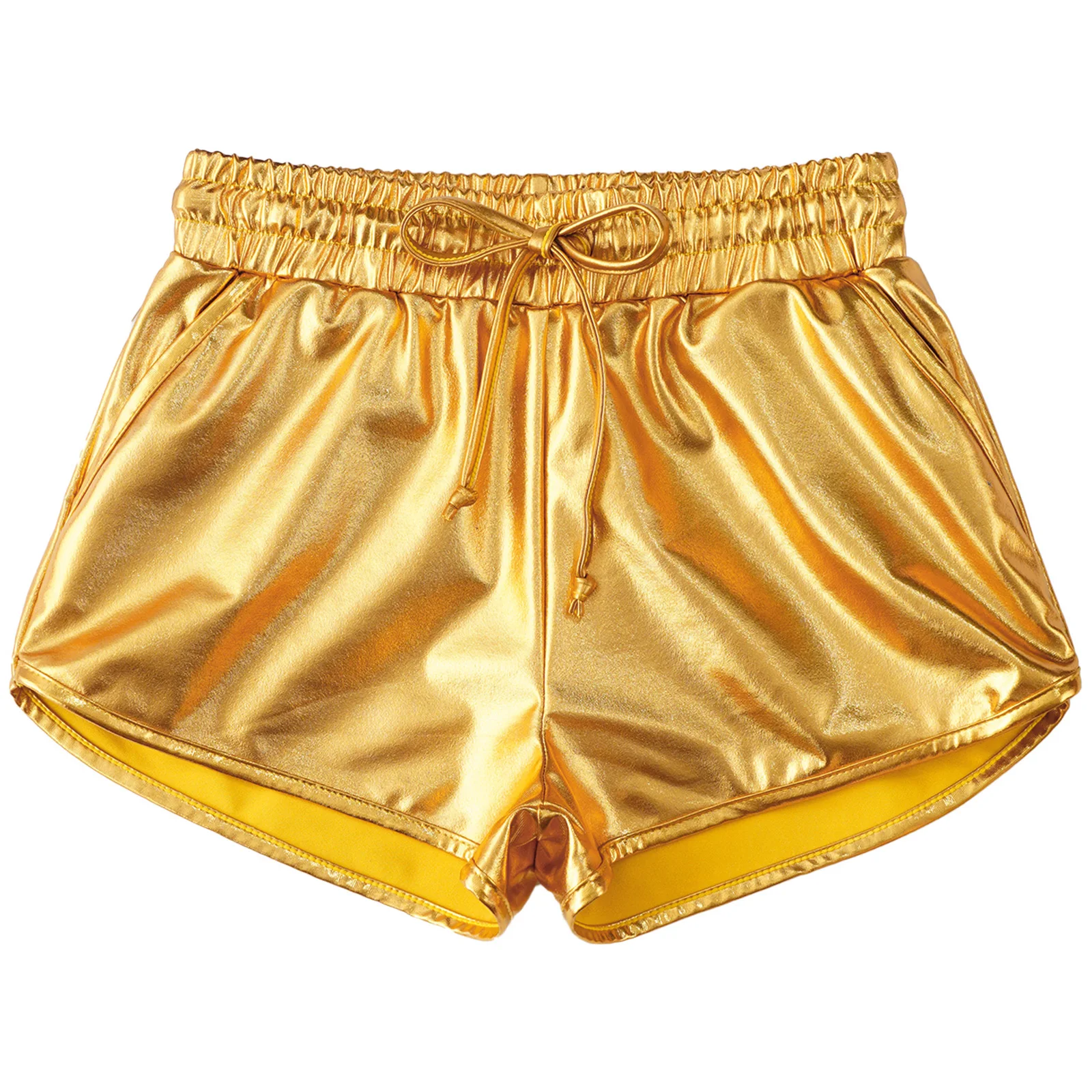 Dance Shorts for Kids Girls Shiny Metallic Drawstring Elastic Waistband Hot Pants Hip Hop Jazz Dance Bottoms Party Dancewear