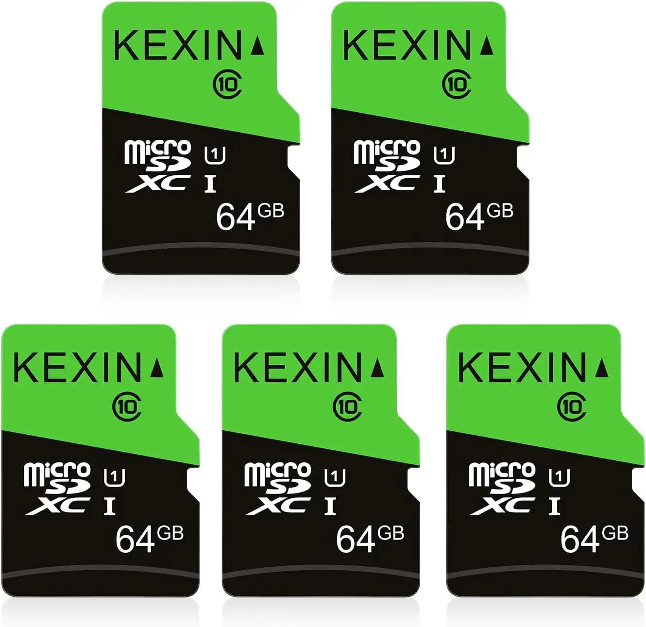 

64GB Micro SD Card 5 Pack with Adapters, UHS-I U1 C10, Full HD for Phones, Cameras, Drones