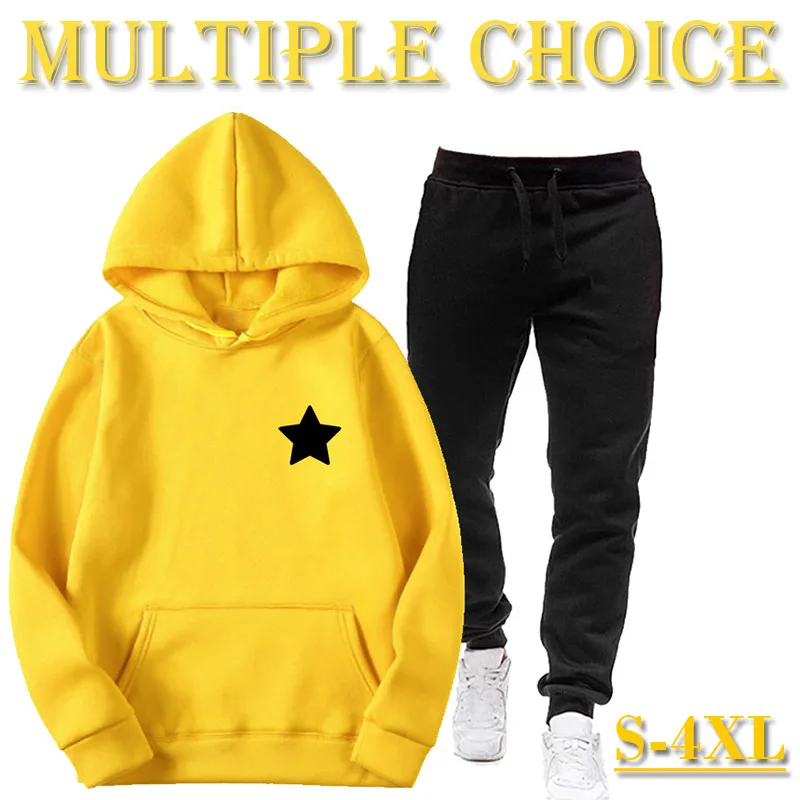 

Men's sportswear autumn and winter warm suit two-piece set hooded sweatshirt pants long sports pants men's suit, Asian sizes