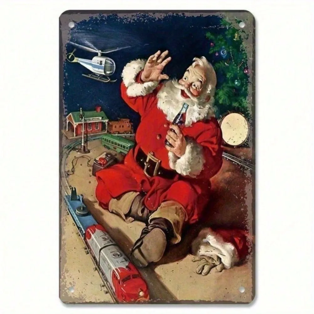 Cartel de chapa de Metal con bebida de Cola Vintage de marcas Retro, diseño navideño de Papá Noel, Man Cave Bar Pub garaje decoración artística de pared para el hogar