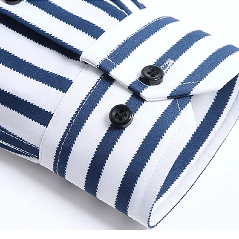 Men\'s shirt spring and summer thin long sleeve without ironing stripe high quality business casual slim-fit new model