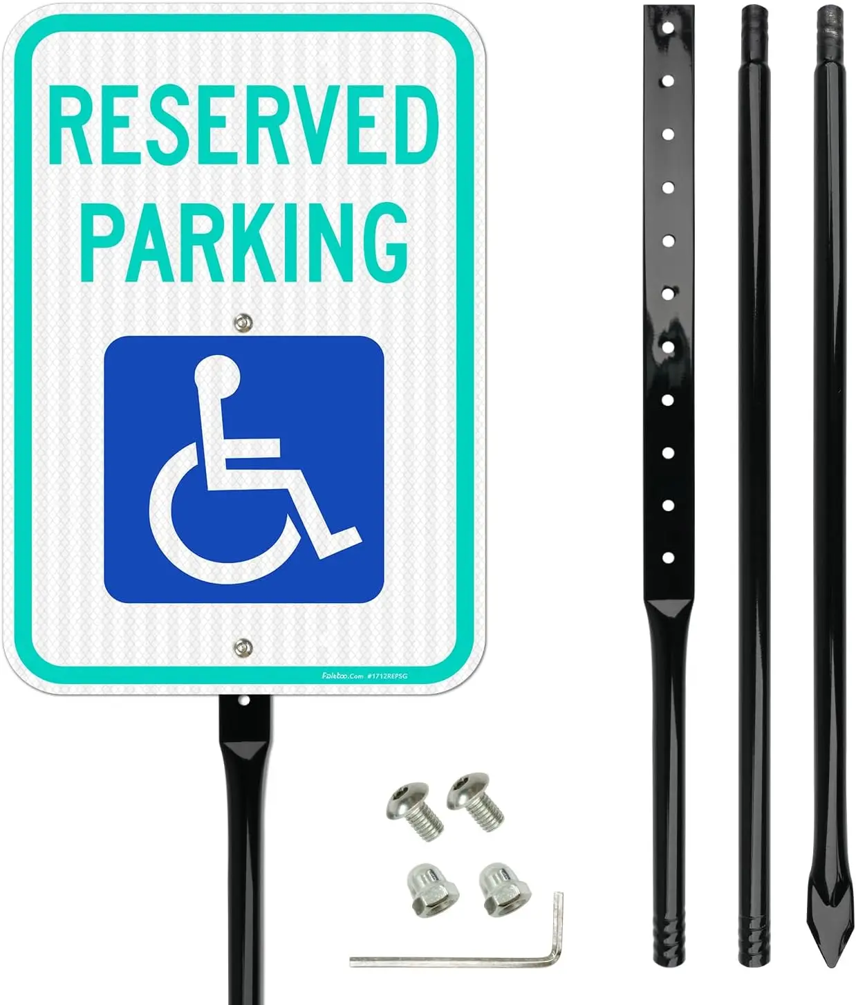 

Large Reserved Parking Sign 17x12 Inch with 54" Metal Stake, Handicap Parking Wheelchair Sign, Engineer Grade Reflective Rust
