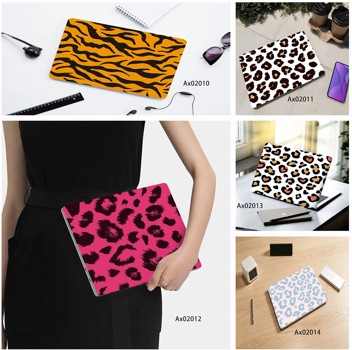 Wild Animal Leopard Tiger Print Laptop Skin Stickers Scratch Resistant Resizable 15.07*10.82 Inch Notebook Protective Sticker