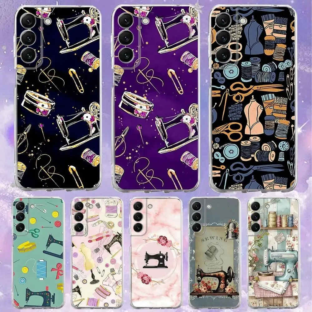 

Sewing Machine Phone Case Silicone For Samsung S30,S23,21,22,20 Ultra,S20 FE lite,S10,9,PIus Note20ultra Cover Clear