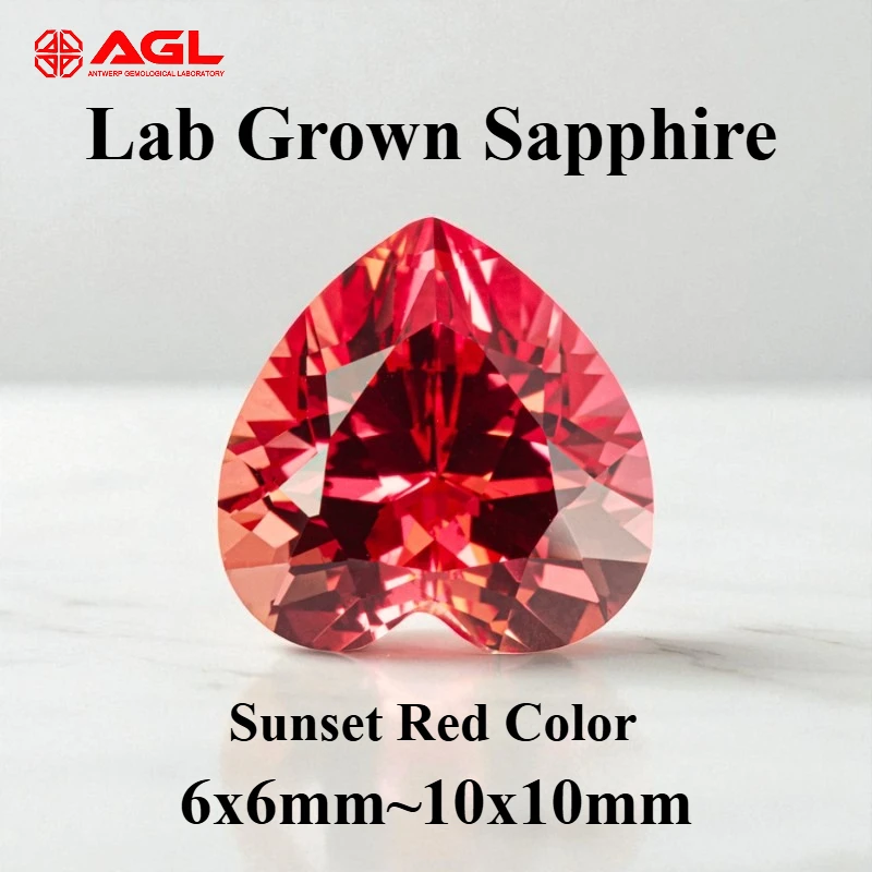 

Искусственный сапфир в форме сердца для изготовления ювелирных изделий своими руками, различные цвета и размеры, драгоценный камень для колец и подвесок, с возможностью выбора, сертификат AGL