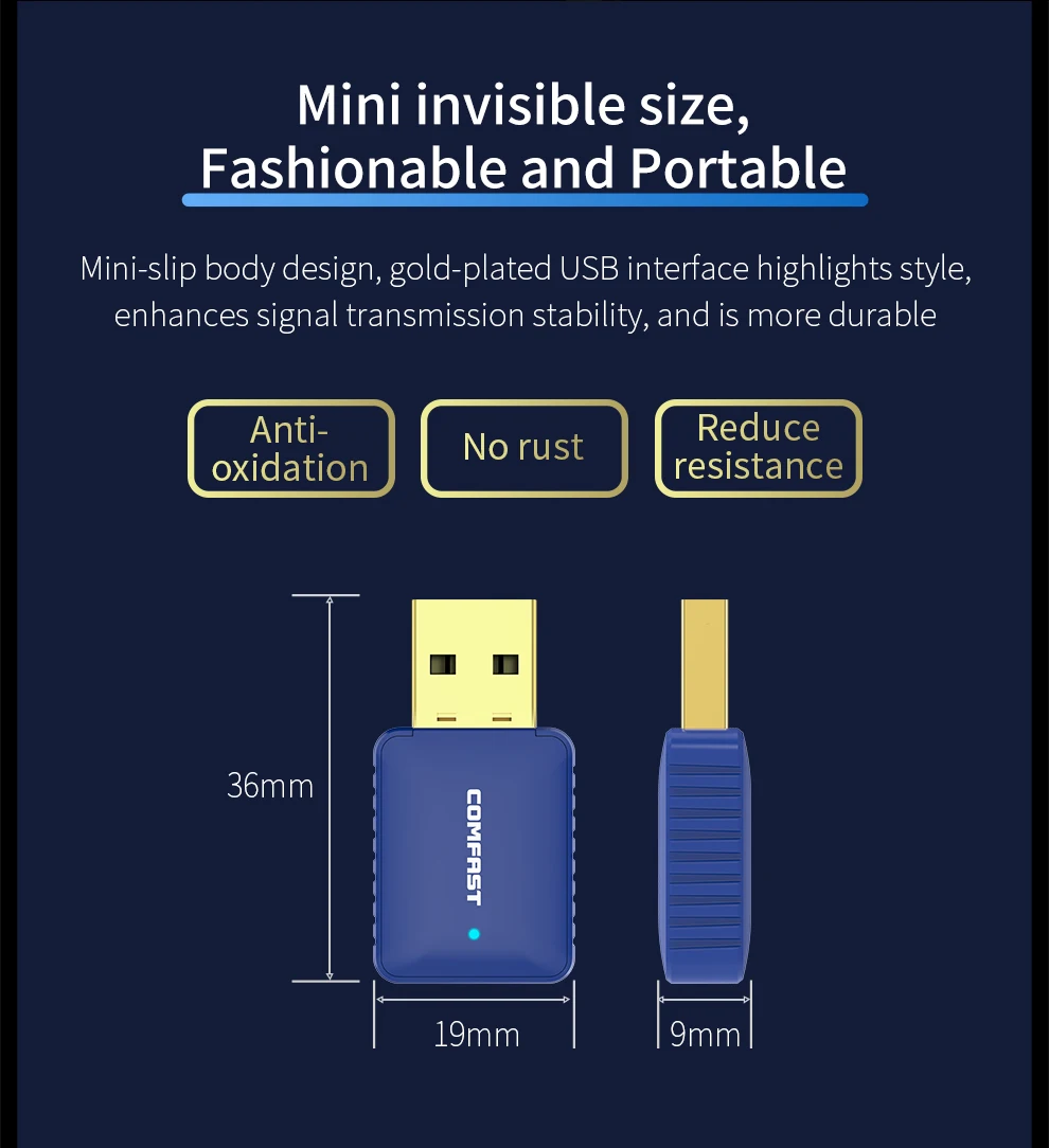 CF-726B 650Mbps Bluetooth-compatible 4.2 Dongle Transceiver RTL8821CU USB Wireless Network Card For PC Laptop Win XP/7/ 8/10