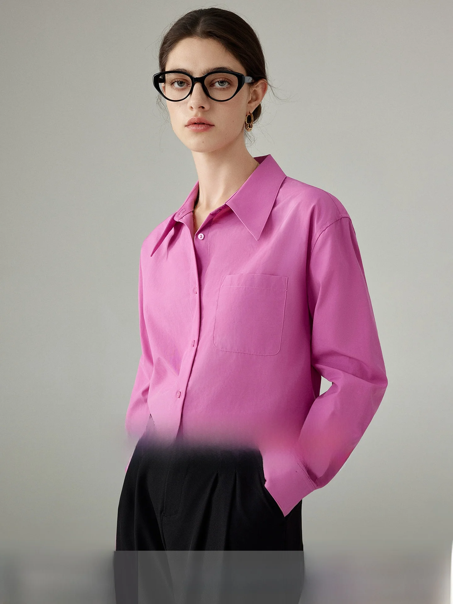 

Женская блузка Yake Home Dopaamine: весенне-осенняя, с эффектом микрорюшов, профессиональная, для офиса, свободного кроя, с длинным рукавом