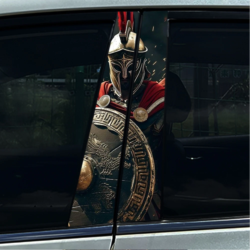 

2PCS Ancient Greek Warrior Car B Pillar Sticker Waterproof Vinyl Decal Auto Door Middle Column Decor