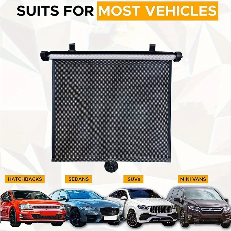 Black Mesh Stripe Design Retractable Car Sunshade Easy to Use Vehicle Sunshade with Compact Storage Size