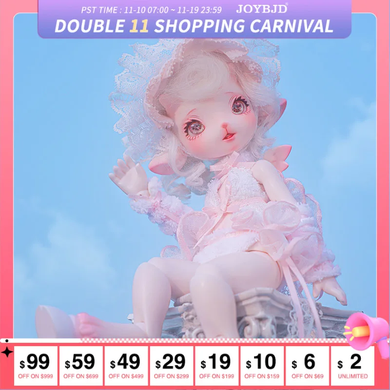 

JOYBJD 1/6 Faun Fantasy Small Cute 25cm Sheep BJD with Magnet Wing and Tail Resin Ball Jointed Dolls