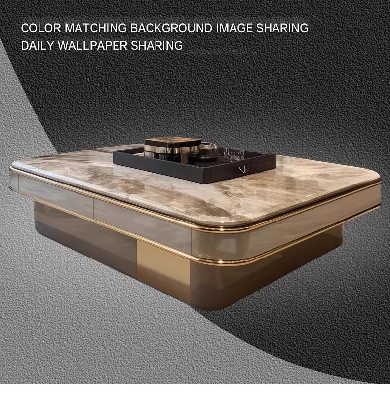 

Popular light luxury, coffee table high-end rectangular living room home, marble tea table with storage new