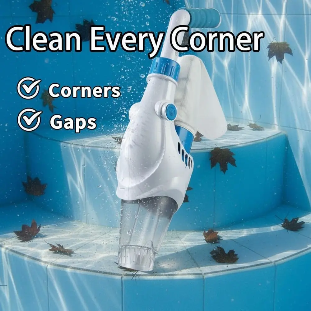 Cordless Pool Vacuum with Telescopic Handle for Above and In-Ground Pools | 60-Min Battery, 11 GPM Suction, Dual Filters