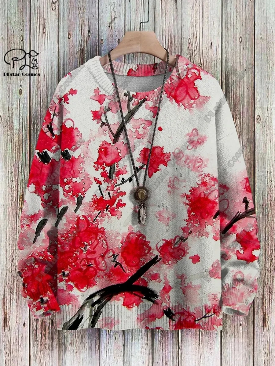 Suéter con estampado 3D de paisaje abstracto, colección de arte Retro, patrón Floral, feo, informal, Unisex, Y-2 de invierno