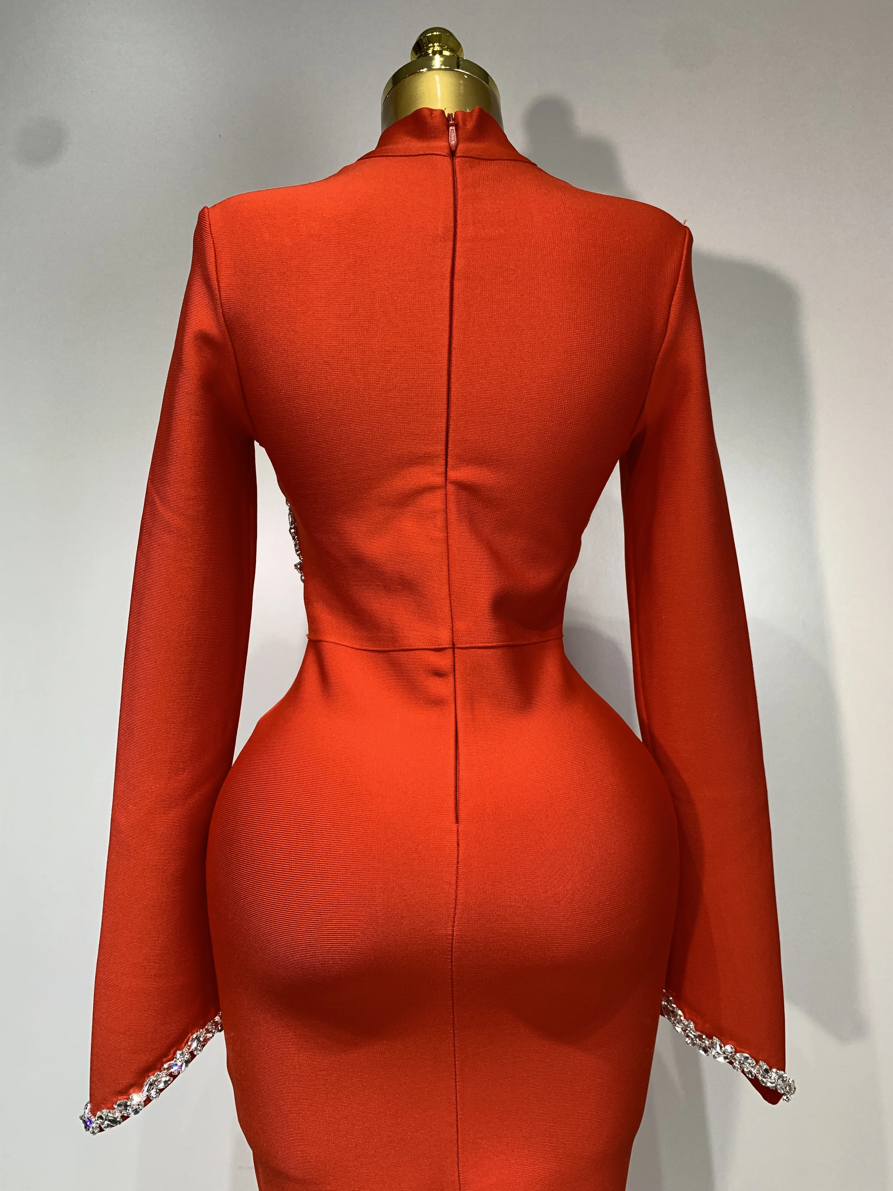 المرأة مثير كم طويل الماس ماكسي طويل Bodycon ضمادة فستان 2025 المشاهير أنيقة مساء حفلة فساتين عيد ميلاد فاخرة #6