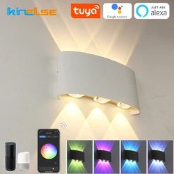 Tuya-Lâmpada de parede LED inteligente para exterior, IP65 impermeável, RGB + W, escurecimento de aplicativos, luz da varanda do jardim, luz da parede exterior, trabalho com Alexa, Google