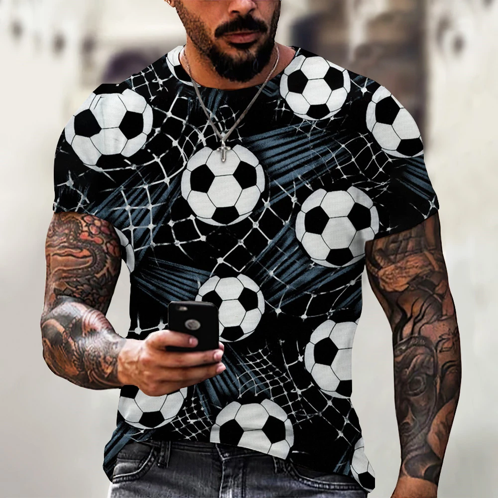 

T-Shirts for Men Oversized Tee 2024 Football 3D Printed Fashion Unisex T Shirt Harajuku Summer Short Sleeve Children's Size Tops