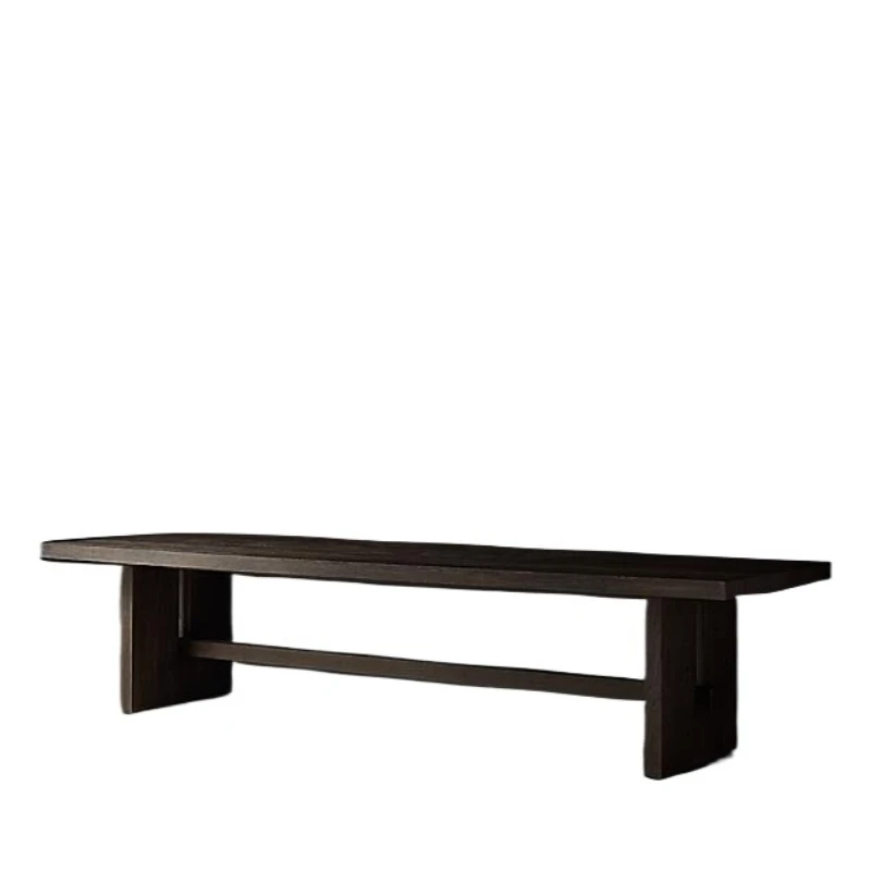 

Italian light luxury solid wood dining table modern simple table American rural retro long table