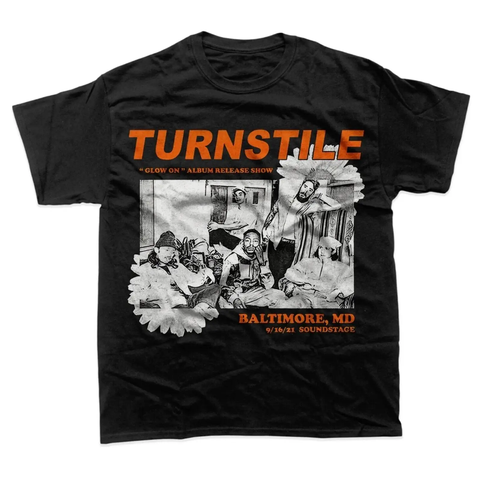 

Glow On Retro Turnstile Band Shirt Short Sleeve Black Unisex S-5XL LE340