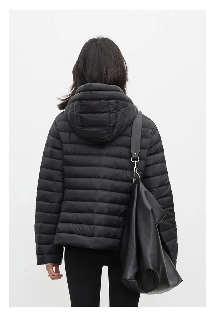 CHIC VEN Women's Down Coats Solid Hooded Female 90 White Down Jacket Slim Lightweight Warm Casual Overcoat Autumn Winter 2026