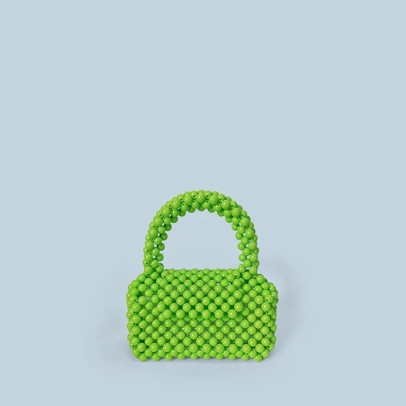 

Autumn and winter new handmade woven bag bead bag green bead bag cute mini handbag