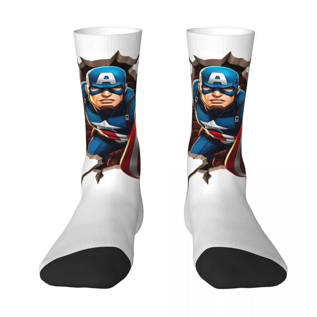 Men Socks Marvel Captain America Stockings Winter Funny Soft Socks Pattern Skateboard Anti Sweat Socks