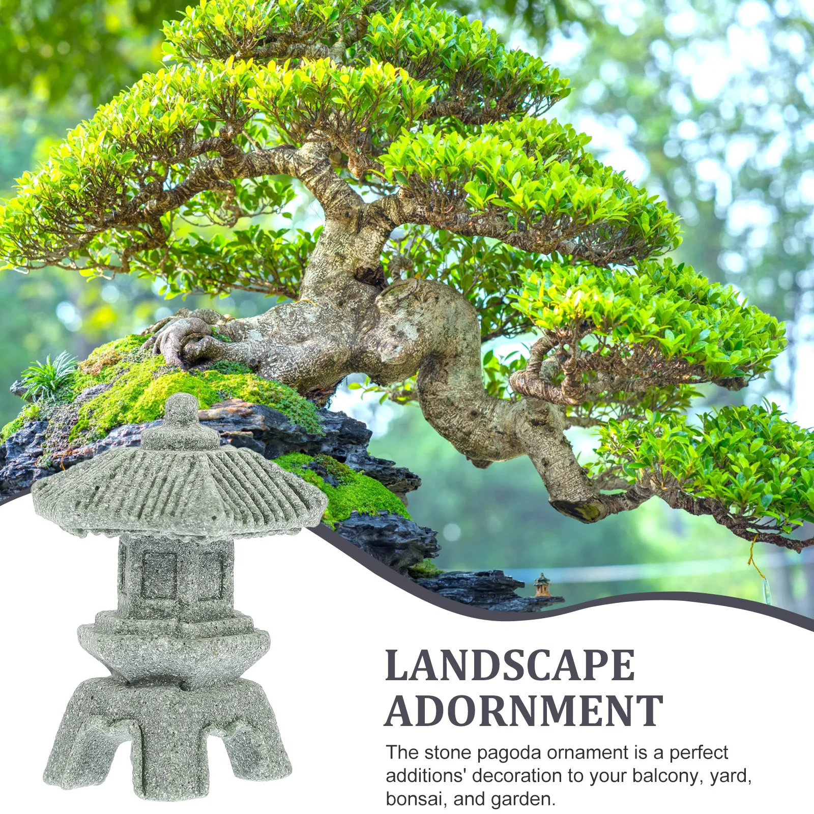 

Mini Pagoda Statue Lantern Bonsai Micro Landscape Decor for Garden Moss Succulent Plants Pagoda Statue