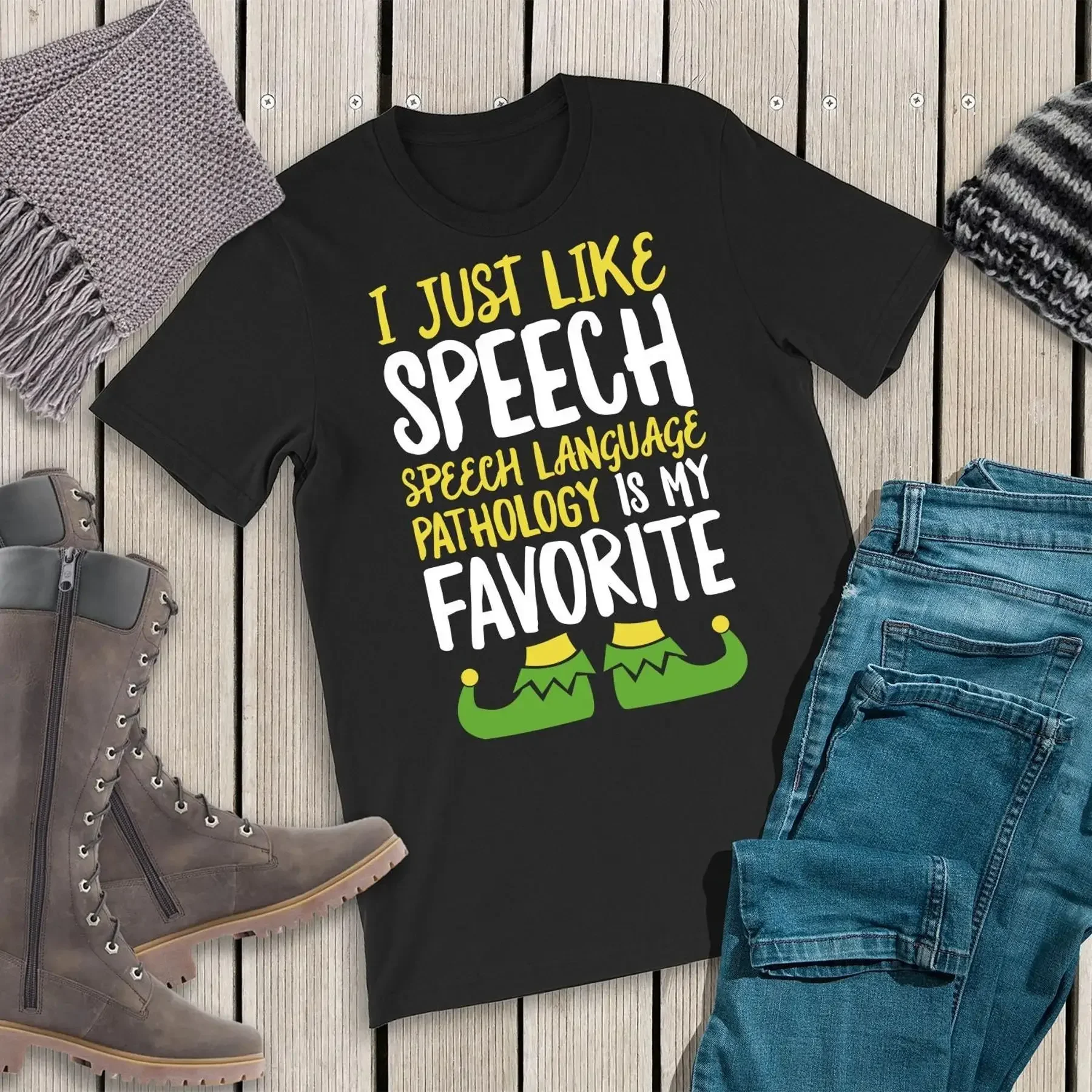I Just Like Speech Language Pathology Is My Favorite T Shirt Christmas Elf SLP s Therapy Teacher