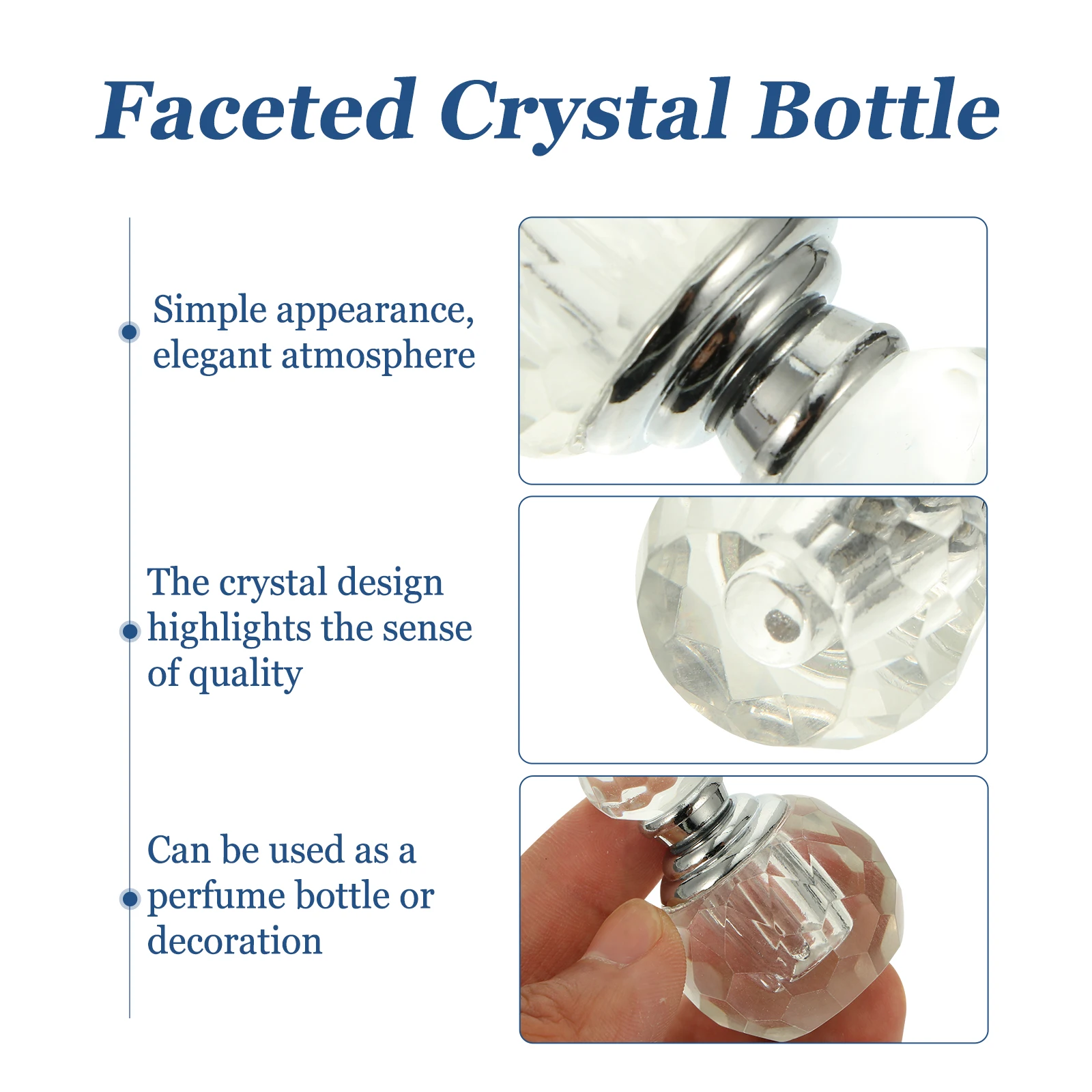 

Faceted Crystal Bottle Clear Glass for Perfume Transparent Container Exquisite Craftsmanship Safe Durable Gift Choice