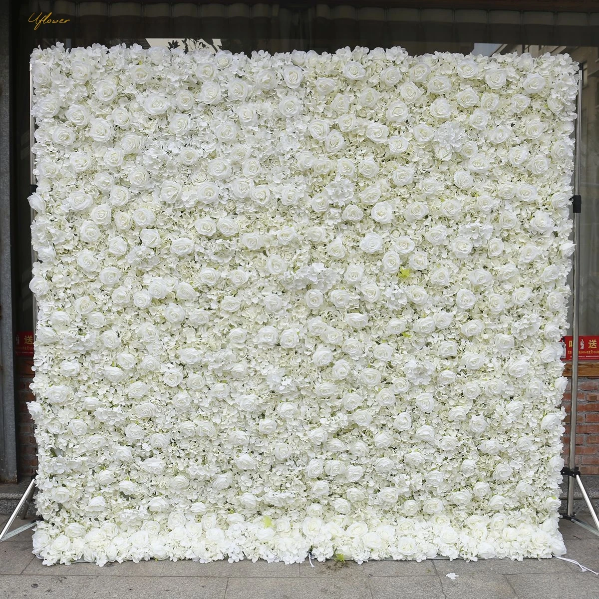 Uflower Wedding White Rose 5D Artificial Flower Wall Floral Arch Flower Row Backdrop Event Party Props Flower Floral Arrangement