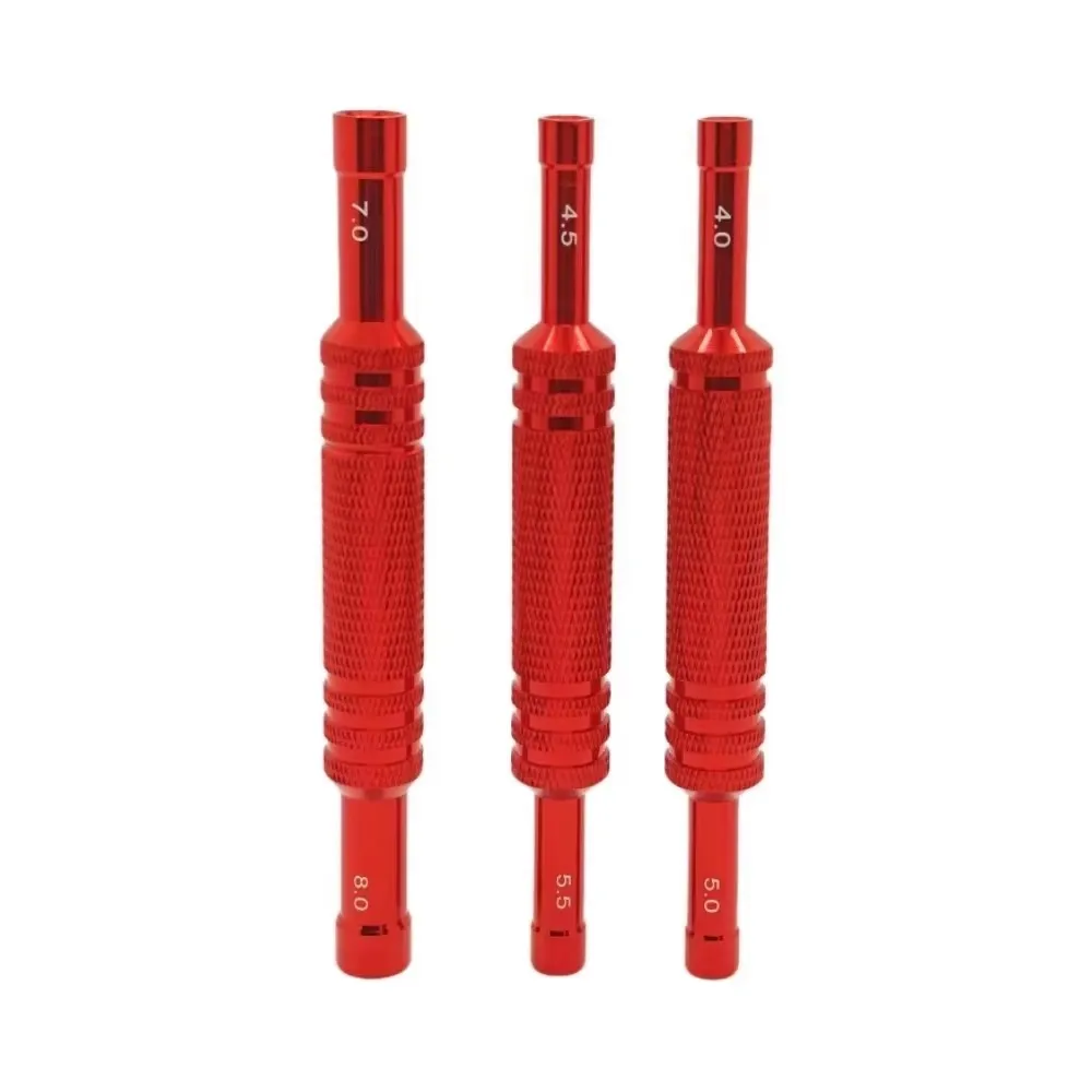1pc Armor Portable Double-Ended Hex Socket Wrench (4, 4.5, 5, 5.5, 7, 8.0mm) - Aluminum Alloy Scale Model Nut Removal Tool