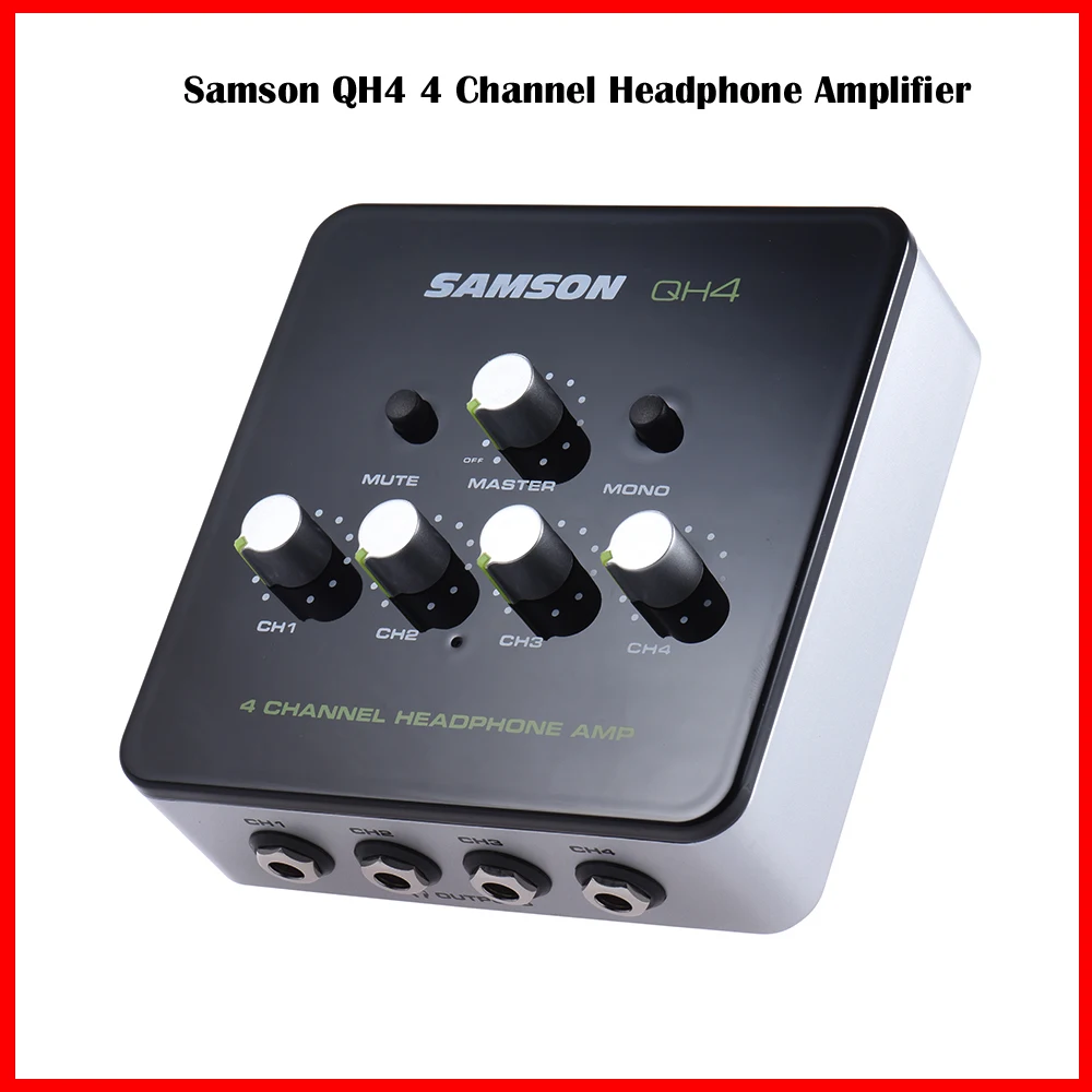 Samson QH4 Ultra-compact 4-Channel Mini Audio Stereo DJ Monitoring Headphone Amplifier Amp with Power Adapter