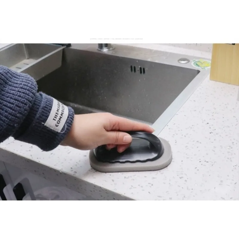 10pcs Duty Scouring Pad With Handle Diamond Sand Sponge For Pots Pans Cookware Rust Burn Marks Remover