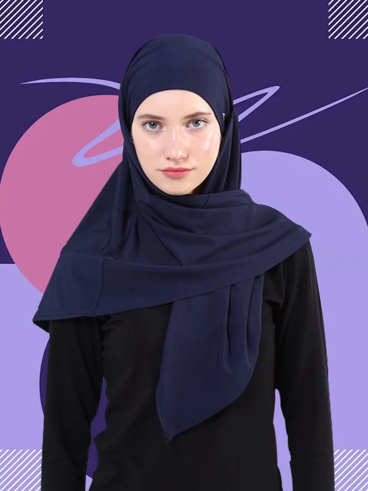 Hijab interior deportivo para mujer, diadema islámica, listo para usar turbante, gorro interior liso musulmán